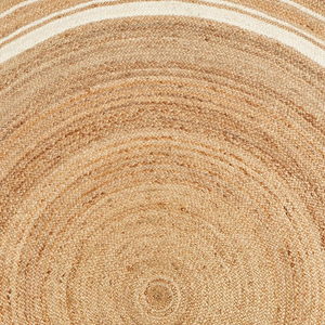 Handwoven Round Jute Rug with White Border Natural Boho Area Rug