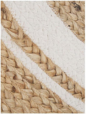 Handwoven Round Jute Rug with White Border Natural Boho Area Rug
