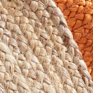 Handwoven Orange Jute Rug Natural Border Round Area Rug Boho Farmhouse Living Room