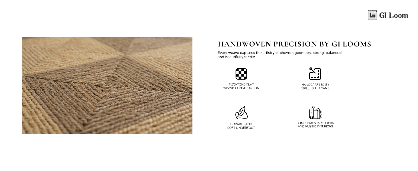 Checkered Jute RugHandcrained Rustic Two-Tone Flatweave - a5