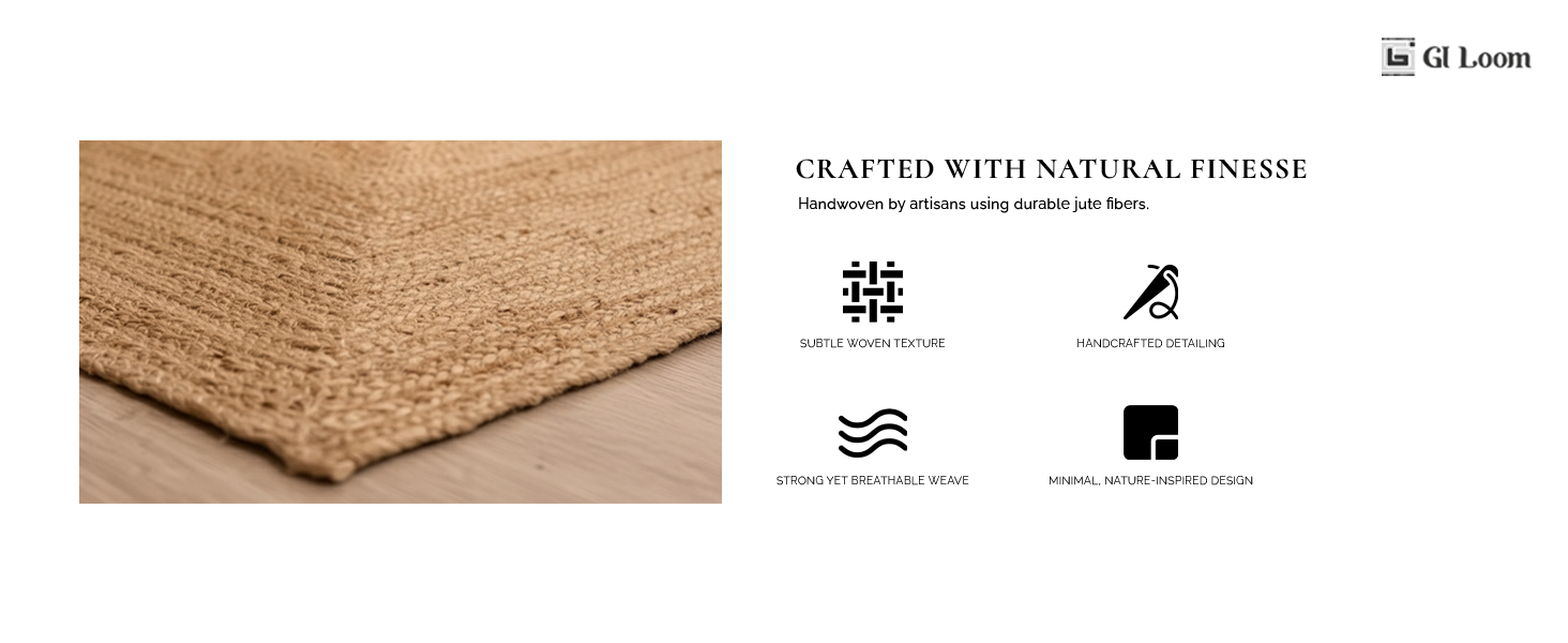 Handwoven Jute Rug with Subtle TextureRustic Eco-Friendly Floor Mat - a5