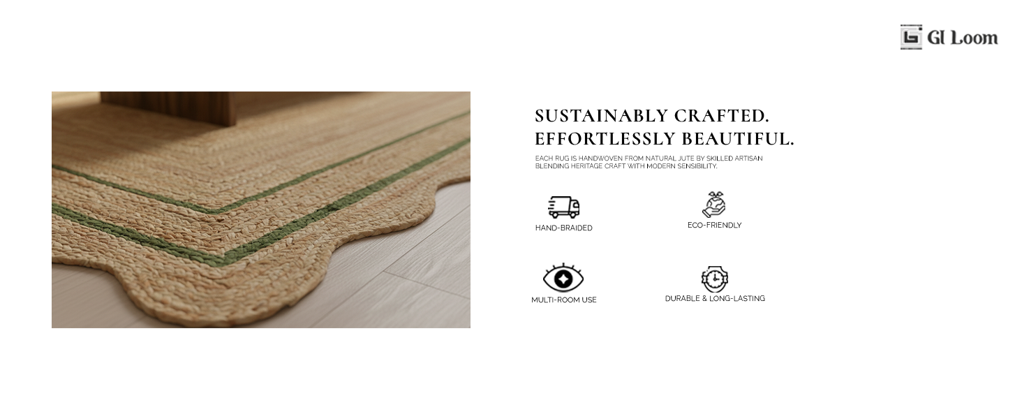 Handwoven Jute Rug with White Scalloped Border - a5