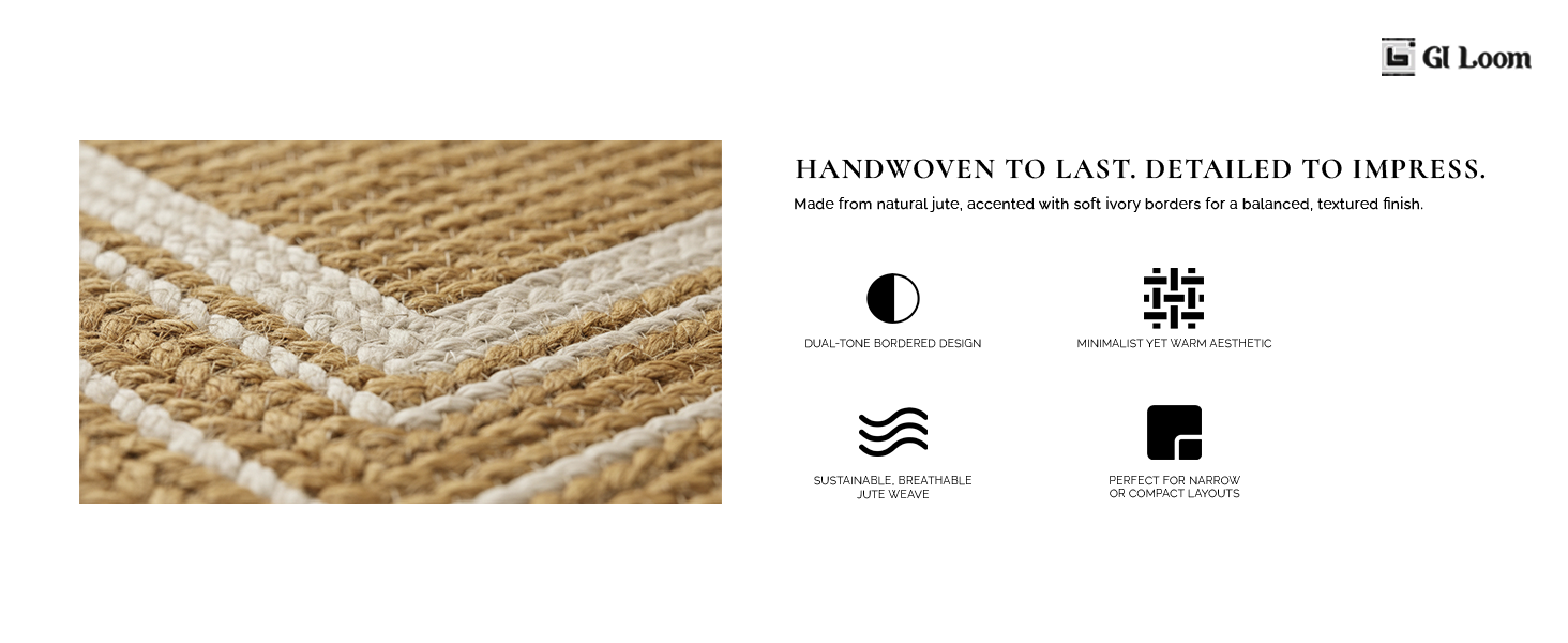 Natural Jute RunnerHandwoven Eco-Friendly Rug with Border Accents - a5