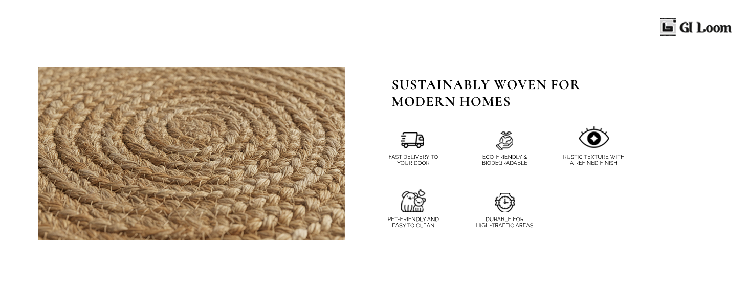 Spiral Weave Round Jute RugHandwoven Eco-Friendly Braided Accent - a6