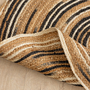 Handmade Round Jute Area Rug Natural Fiber Spiral Braided Rug Boho Circular Floor Mat