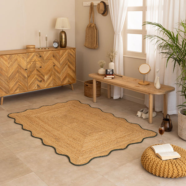 Minimalist Jute RugHandwoven Eco-Friendly Natural Floor Accent