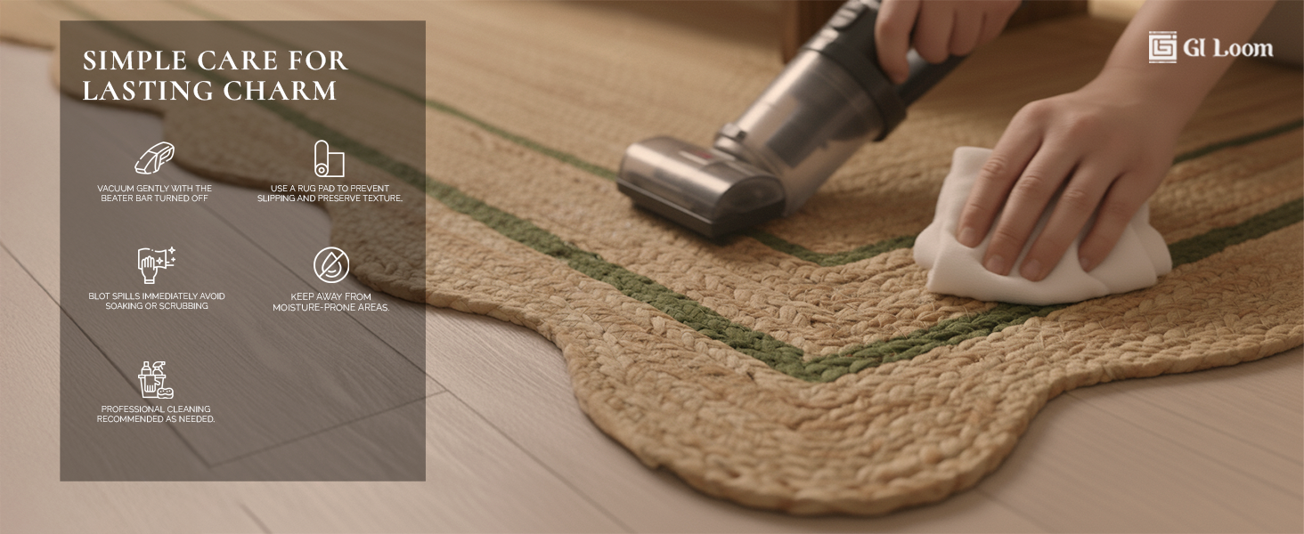 Handwoven Jute Rug with White Scalloped Border - a6