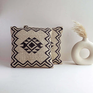 Aztec-Inspired Wool Jute Cushion Covers | Set of 2