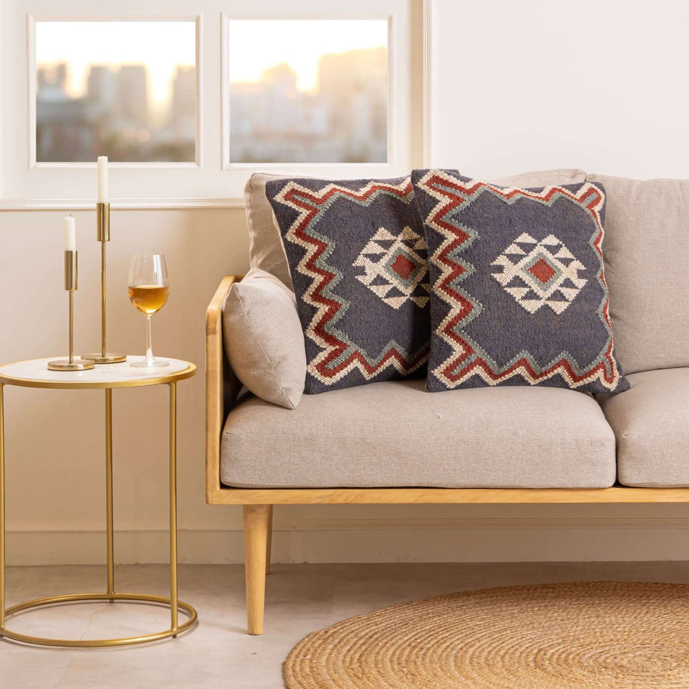 Boho Chic Wool Jute Cushion Covers ‚Äì Handcrafted Geometric Charm - Gahlot International