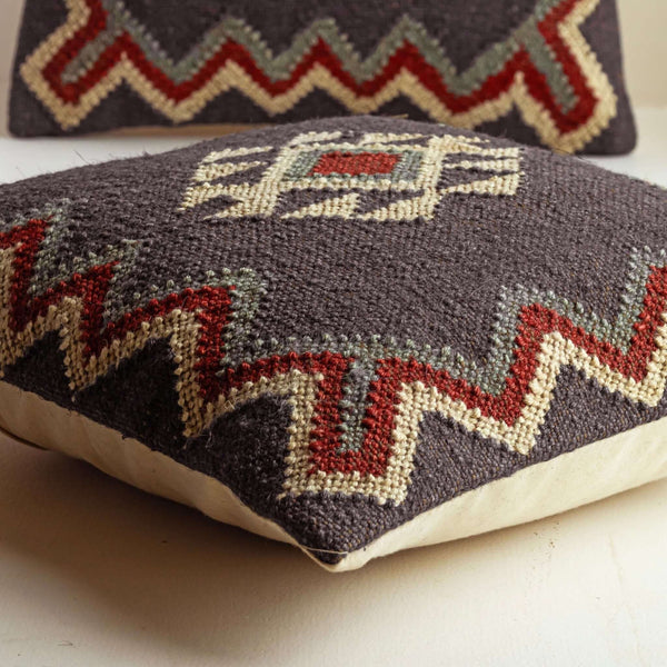 Boho Chic Wool Jute Cushion Covers ¬ Handcrafted Geometric Charm - Gahlot International