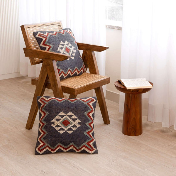 Boho Chic Wool Jute Cushion Covers ¬ Handcrafted Geometric Charm - Gahlot International