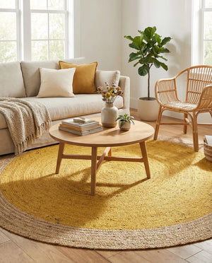 Navy Blue Round Area Rug – Modern Boho Accent for Living Room