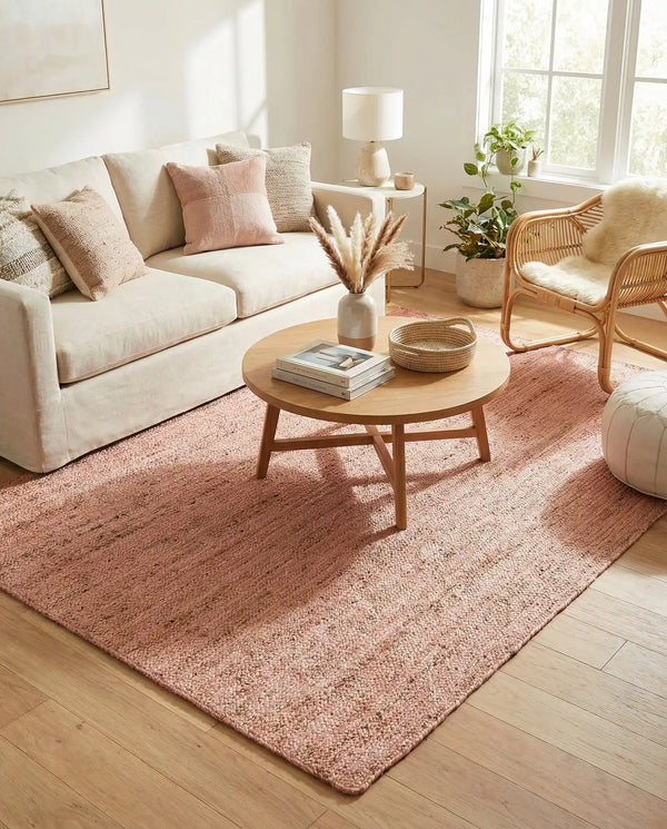 Handwoven Navy Blue Textured Area Rug - Modern Wool Blend Rug for Living Room