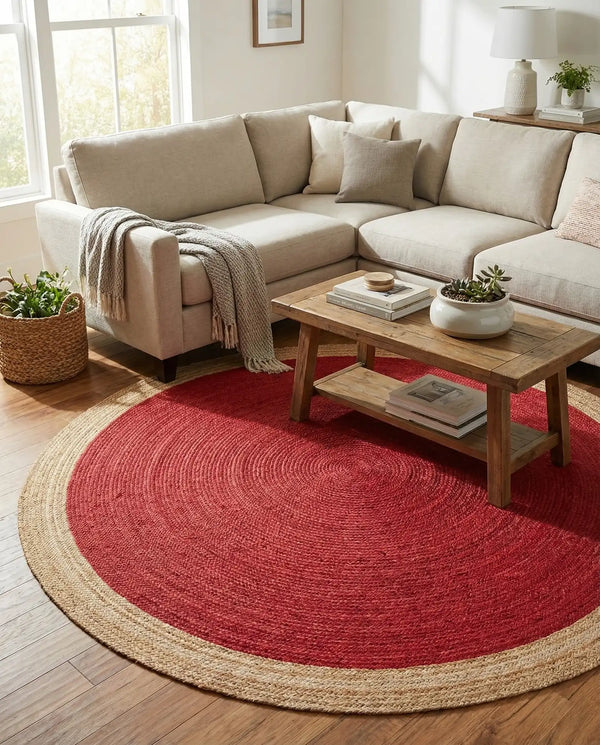 Navy Blue Round Area Rug – Modern Boho Accent for Living Room