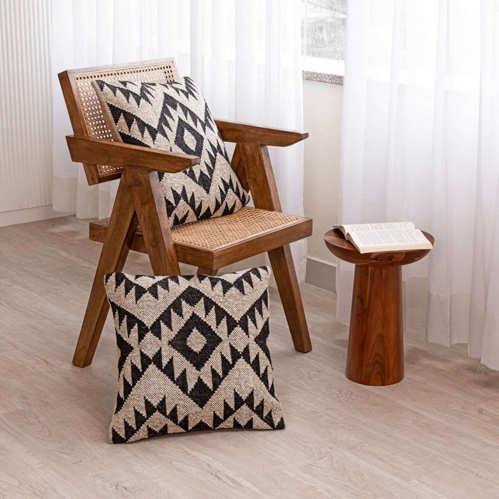 Geometric Elegance Wool Jute Cushion Covers - Gahlot International