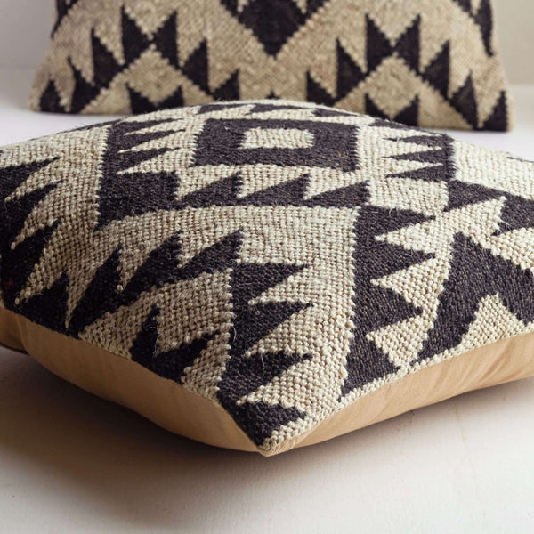 Geometric Elegance Wool Jute Cushion Covers - Gahlot Ftternational