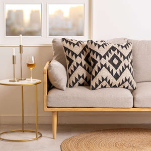 Geometric Elegance Wool Jute Cushion Covers - Gahlot Ftternational