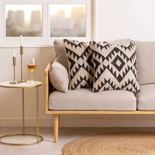 Geometric Elegance Wool Jute Cushion Covers - Gahlot Ftternational