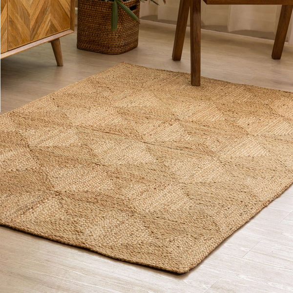 Hand - Braided Natural Hemp Area Rug with Geometric Pattern - Rustic Elegance - Gahlot International