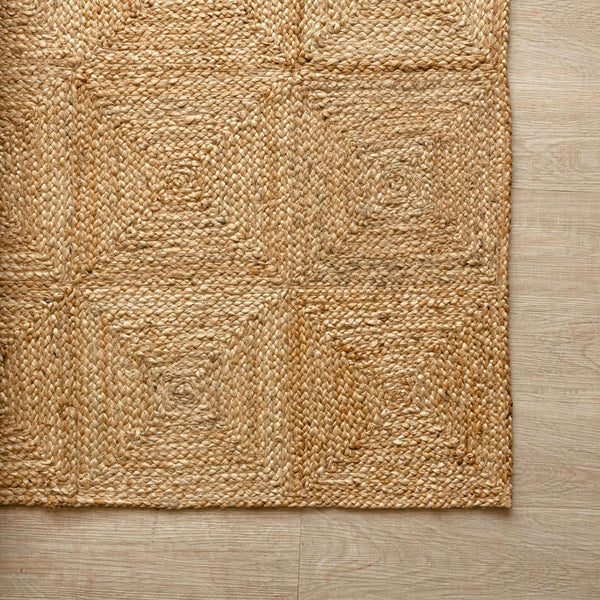 Abstract Shape Jute Rug Geometric Pattern Jute RugHandbraided Rustic Eco-Friendly Accent