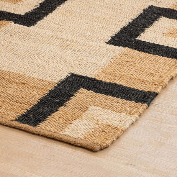 Handcrafted 100% Hemp Rugs ¬ Natural Black & White Geometric Design - Gahlot International