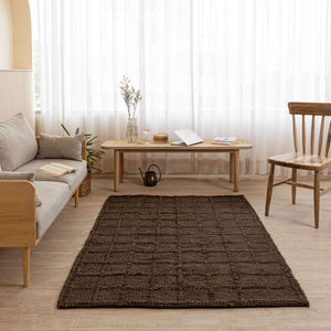 Handcrafted Dark Earth Hemp Rug - Rustic Elegance with Textured Charm - Gahlot Ftternational