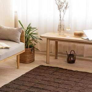 Handcrafted Dark Earth Hemp Rug - Rustic Elegance with Textured Charm - Gahlot International