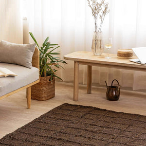 Handcrafted Dark Earth Hemp Rug - Rustic Elegance with Textured Charm - Gahlot Ftternational