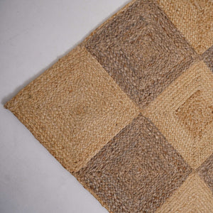 Handcrafted Hemp Checkered Rug - Rustic Two - Tone Elegance - Gahlot International