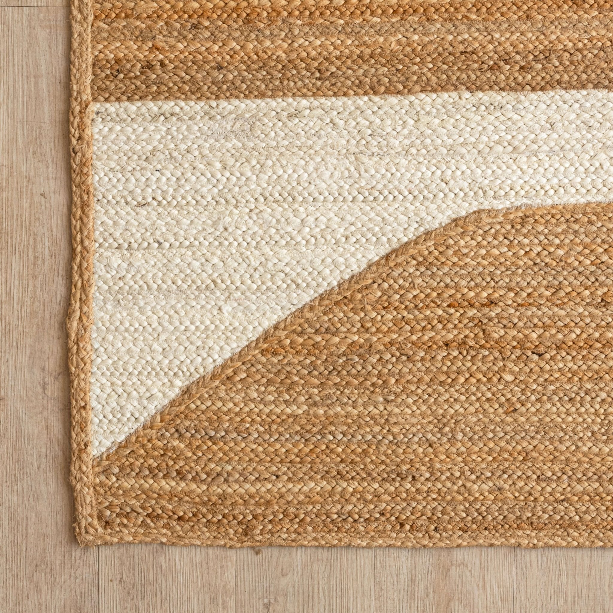 Handcrafted Hemp Rug with Natural Curved Stripes - Organic Elegance - Gahlot International