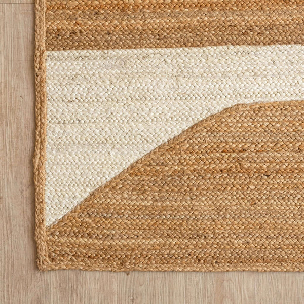 Handcrafted Hemp Rug with Natural Curved Stripes - Organic Elegance - Gahlot International