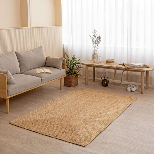 Handcrafted Natural Hemp Rug with Subtle Textured Design - Rustic Elegance - Gahlot International