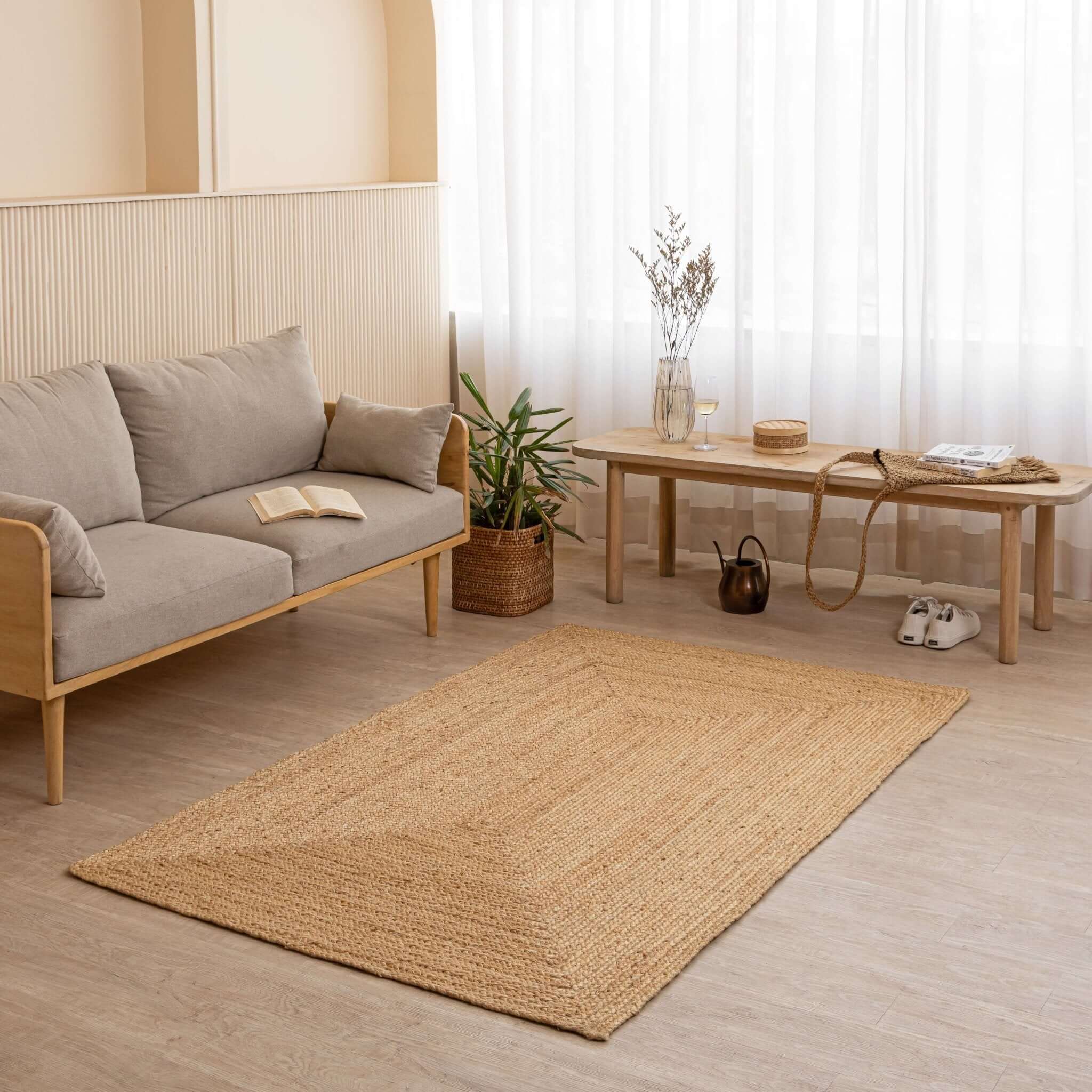 Handwoven Jute Rug with Subtle TextureRustic Eco-Friendly Floor Mat