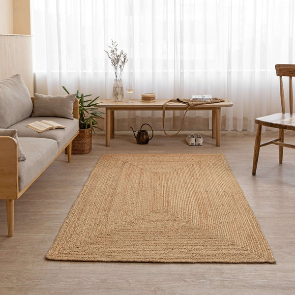 Handcrafted Natural Hemp Rug with Subtle Textured Design - Rustic Elegance - Gahlot International