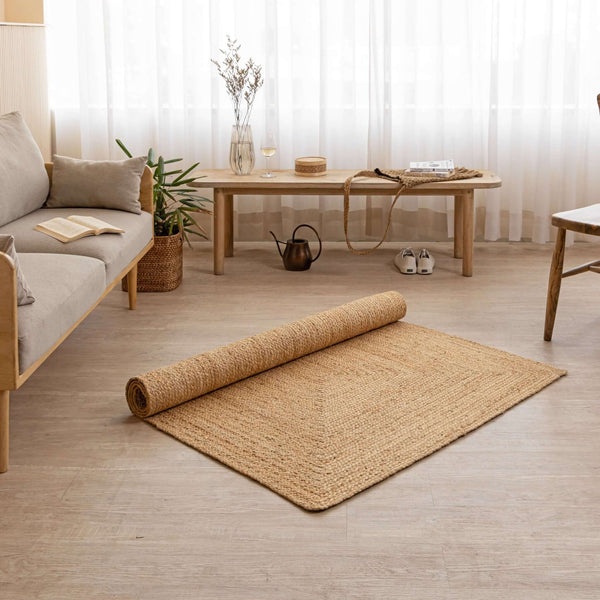Handcrafted Natural Hemp Rug with Subtle Textured Design - Rustic Elegance - Gahlot International