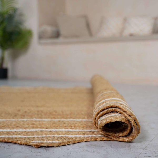 Handmade natural hemp area rug for living room and bedroom