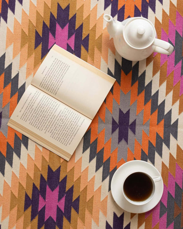 Handmade 100% Cotton Kilim - Inspired Geometric Flatweave Rug - Gahlot International