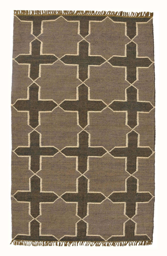 Handmade Wooljute Geometric Rug - Gahlot International