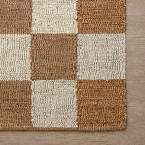 Handwoven Checkered Hemp Rug - Classic Two - Tone Design - Gahlot International