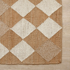 Handwoven Diamond - Checkered Hemp Rug - Natural Elegance with a Geometric Twist - Gahlot International