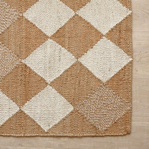Handwoven Diamond - Checkered Hemp Rug - Natural Elegance with a Geometric Twist - Gahlot International