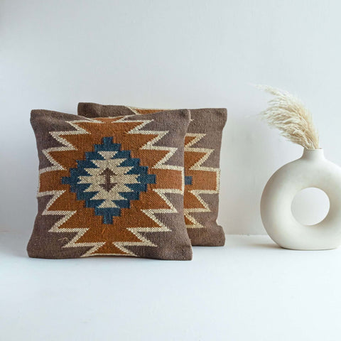 Handwoven Geometric Wool Jute Cushion Covers - Gahlot International