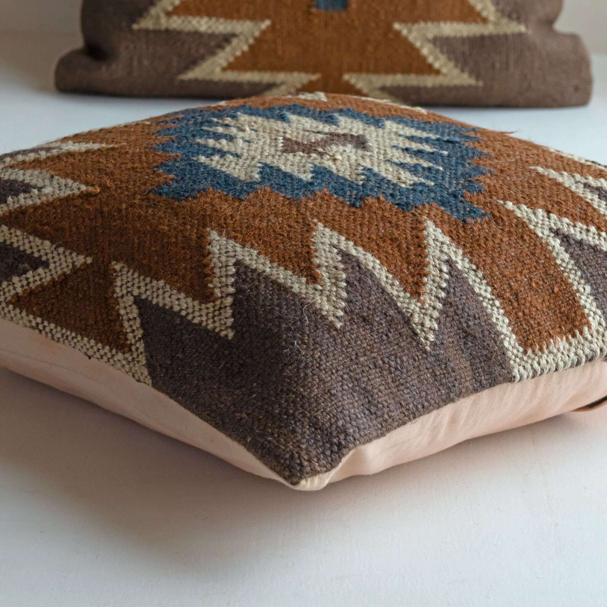 Handwoven Geometric Wool Jute Cushion Covers - Gahlot International