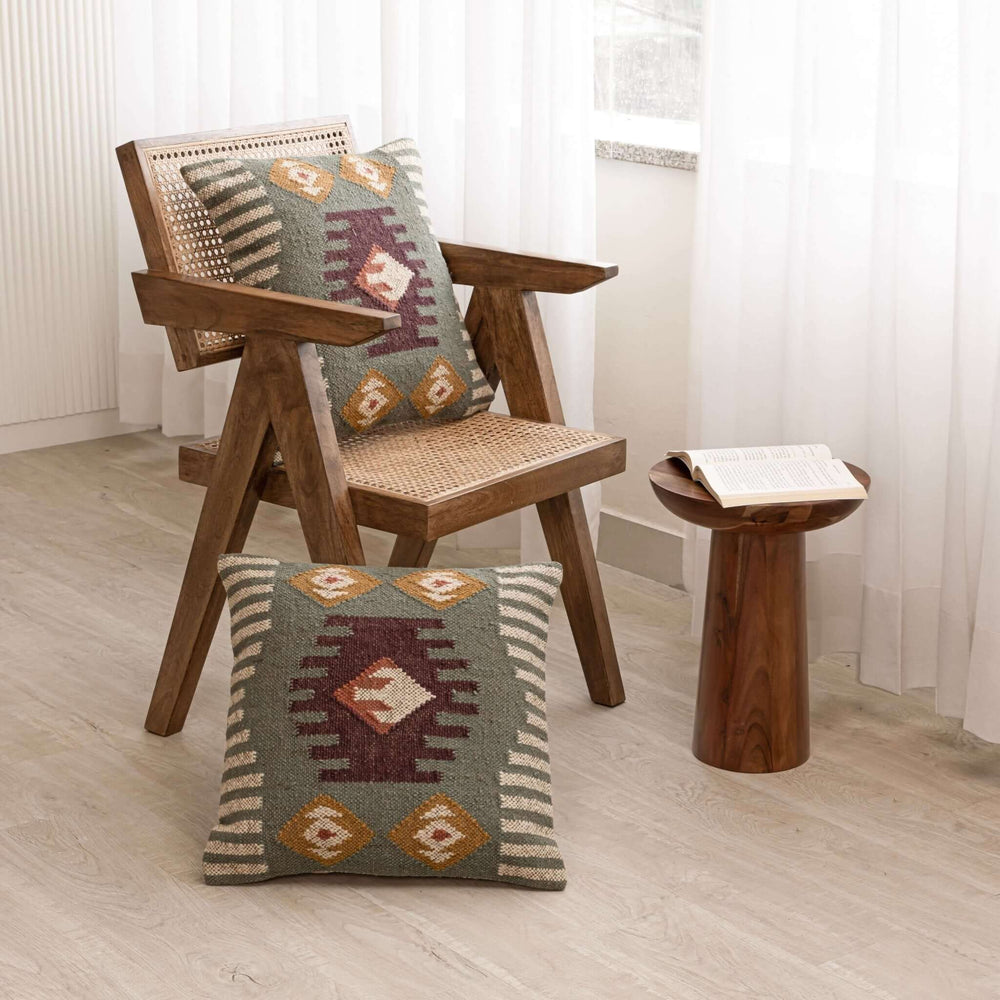 Handwoven Geometric Wool Jute Cushion Covers - Gahlot International