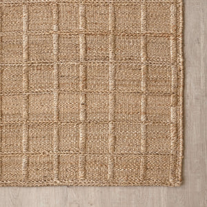 Handwoven Grid Pattern Hemp Rug - Natural Minimalism - Gahlot International