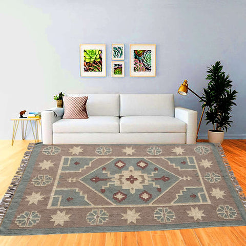Handwoven Kilim Rug, Vintage Kilim Rug, Indian Style Border Rug, Wool Jute Area Rug, Moroccan kilim Base, American kilim rug, Navajo Kilim - Gahlot International