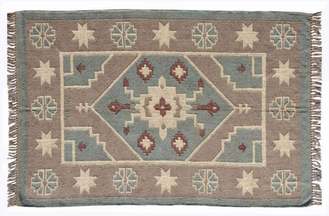 Handwoven Kilim Rug, Vintage Kilim Rug, Indian Style Border Rug, Wool Jute Area Rug, Moroccan kilim Base, American kilim rug, Navajo Kilim - Gahlot International