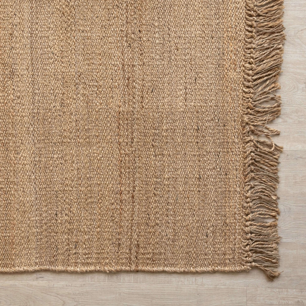Handwoven Natural Hemp Flatweave Rug with Fringe - Rustic Minimalist Design - Gahlot International