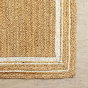Handwoven Natural Hemp Runner Rug with Bordered Accents - Eco - Friendly Flatweave Design - Gahlot International