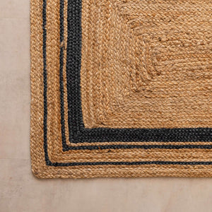 Handwoven Natural Hemp Runner Rug with Bordered Accents - Eco - Friendly Flatweave Design - Gahlot International